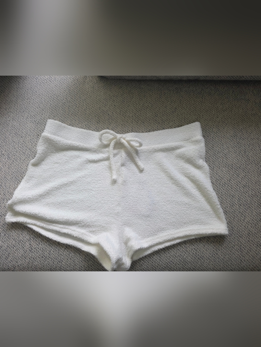 White Plush Fuzzy Knit Lounge Shorts